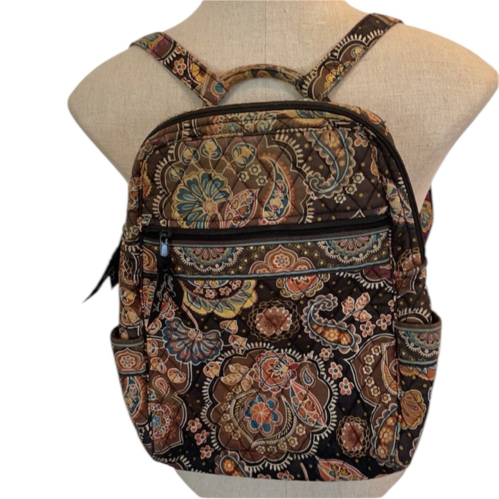 Vera Bradley backpack brown floral paisley travel school travel bag
